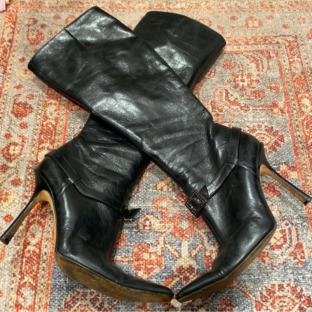 Jimmy Choo Black Leather Pointed Boots Size EU 40 (Approx US 9)